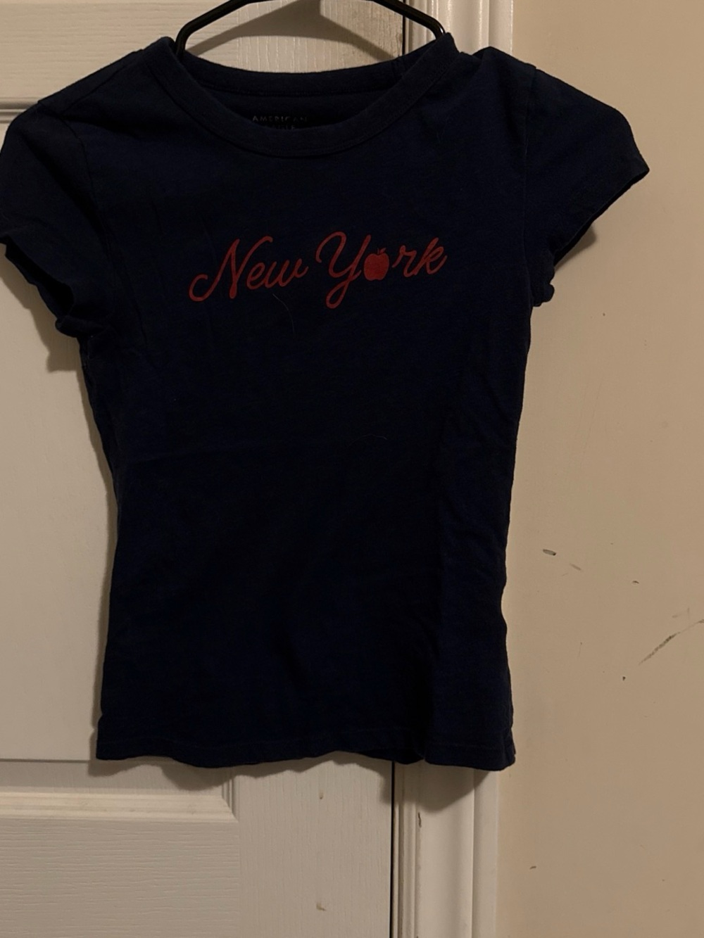 American Eagle Outfitters Navy Tee with Red "New York" Script